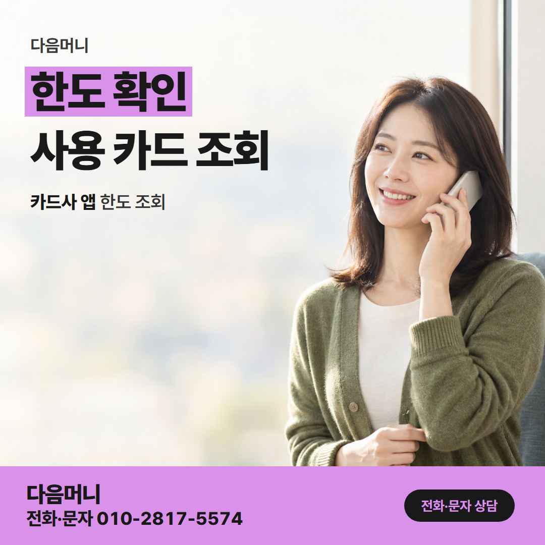 다음머니 포항카드깡 승인 요청에 필요한 카드 남은 한도